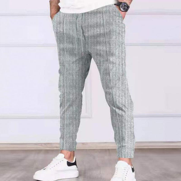 Men's Vintage Stripe Print Drawstring Trousers 59436404Y
