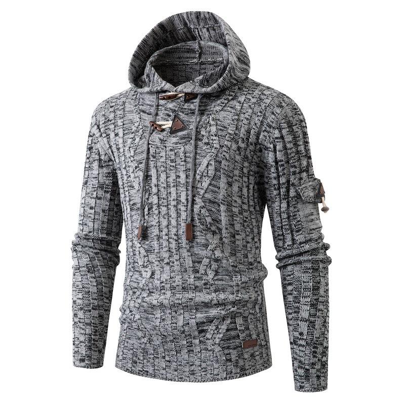 Men's Slim Fit Long Sleeve Knit Hoodie 29783754U