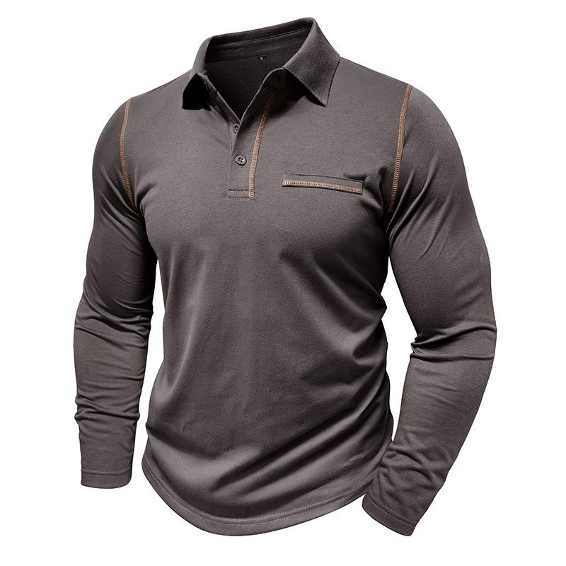 Men's Casual Lapel Slim Fit Long Sleeve Polo Shirt 94947703M