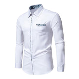 Men's Retro Color Block Slim Fit Casual Lapel Long Sleeve Shirt 70681733M