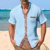 Men's Casual Ethnic Print Short Sleeve Shirt 13907347Y