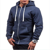 Men's Retro Casual Solid Color Hooded Zipper Sweatshirt 28562617TO