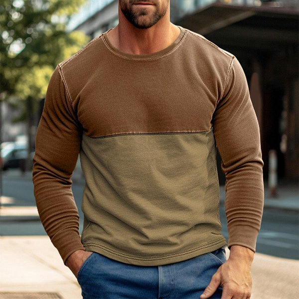 Men's Casual Color Block Print Long Sleeve T-Shirt 25570940Y