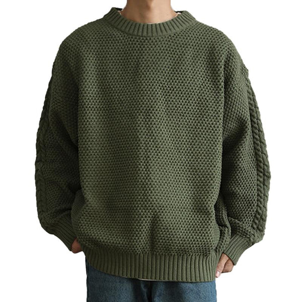 Men's Casual Solid Color Crew Neck Sweater 50121407Y