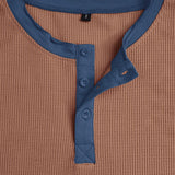 Men's Vintage Waffle Colorblock Short Sleeve Henley T-Shirt 19376028X