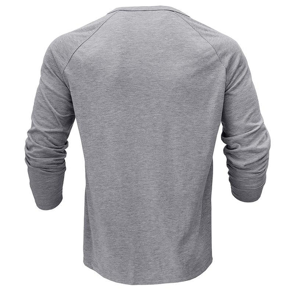 Men's Casual Solid Color Henley Collar Raglan Long Sleeve T-Shirt 50906105Y