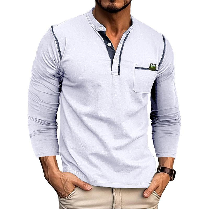 Men's Casual Solid Color Henley Collar Long Sleeve T-Shirt 93514973Y
