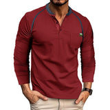 Men's Vintage Colorblock Henley Collar Raglan Long Sleeve T-Shirt 50417518Y