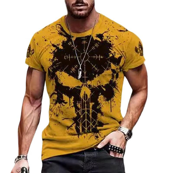 Men's Casual Digital Printed Round Neck Short Sleeve T-Shirt 02526752M