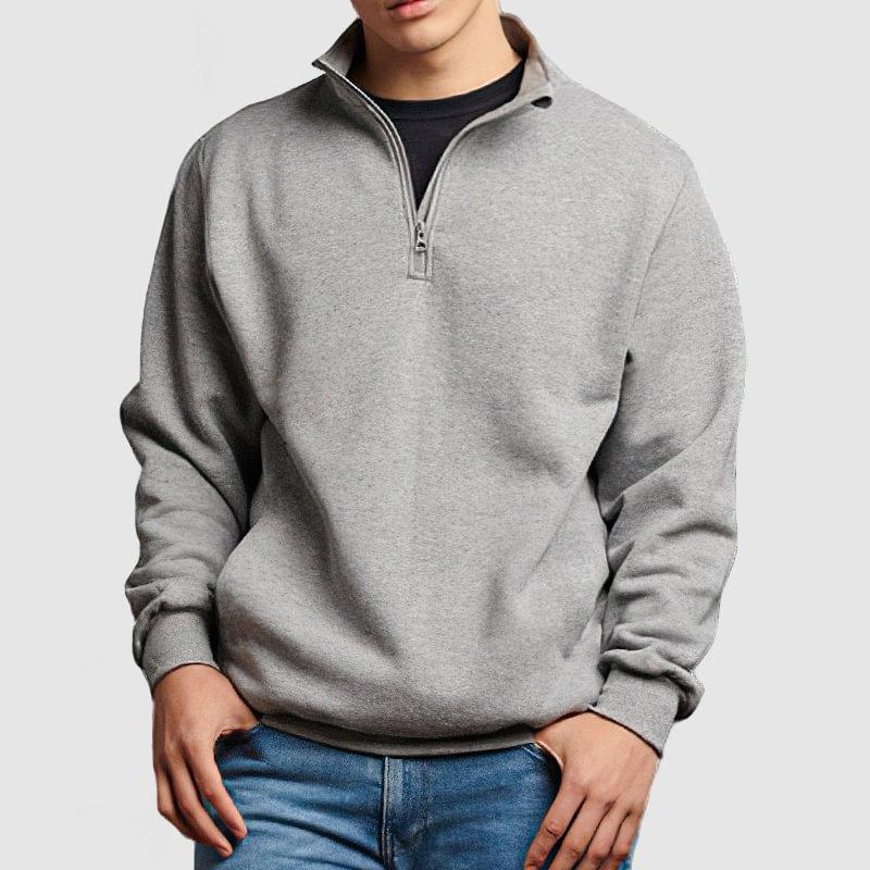 Men's Solid Color Stand Collar Half-Zip Pullover Sweatshirt 43455821X