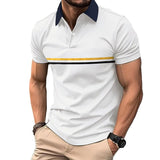 Men's Button Stitching Sports Lapel Short Sleeve Polo Shirt 99450086X