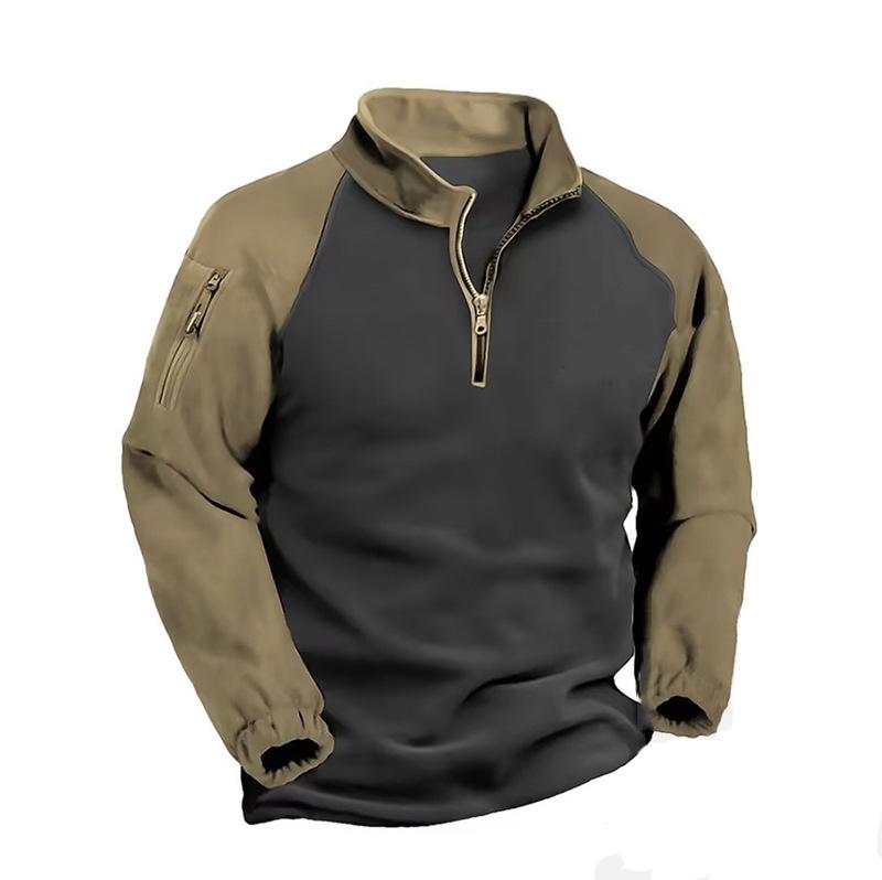 Men's Casual Stand Collar Pullover Zipper Sweatshirt 14943927X