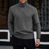 Men's Casual Solid Color Turtleneck Slim Knit Pullover Sweater 10753050M