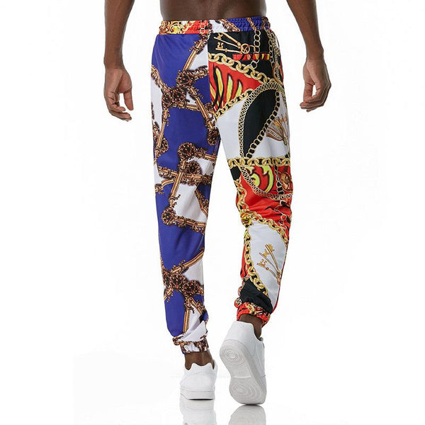 Men's Retro Palace Style Printed Casual Drawstring Trousers 54612212TO