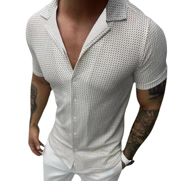 Men's Sexy Slim Lapel Short Sleeve Shirt 08465068TO
