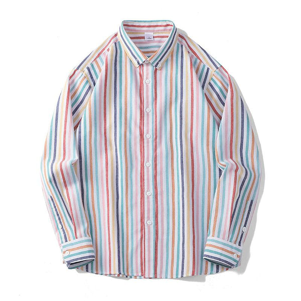 Men's Striped Lapel Long Sleeve Casual Shirt 70897091Z