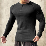 Men's Fleece Elastic Long-sleeved T-shirt 93928430U