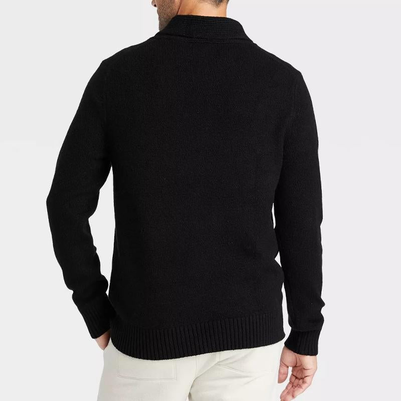 Men's Casual Solid Color V-Neck Long-Sleeved Sweater 04686905Y
