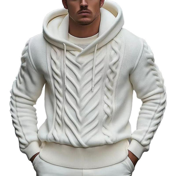 Men's Solid Color Twist Hooded Pullover Sweater 74577450X