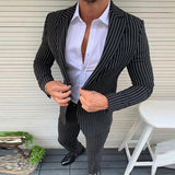 Men's Retro Casual Striped Suit Two-Piece Suit 62726463TO