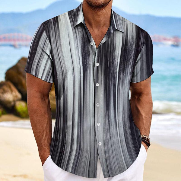 Men's Casual Gradient Ray Lapel Short Sleeve Shirt 28690569TO