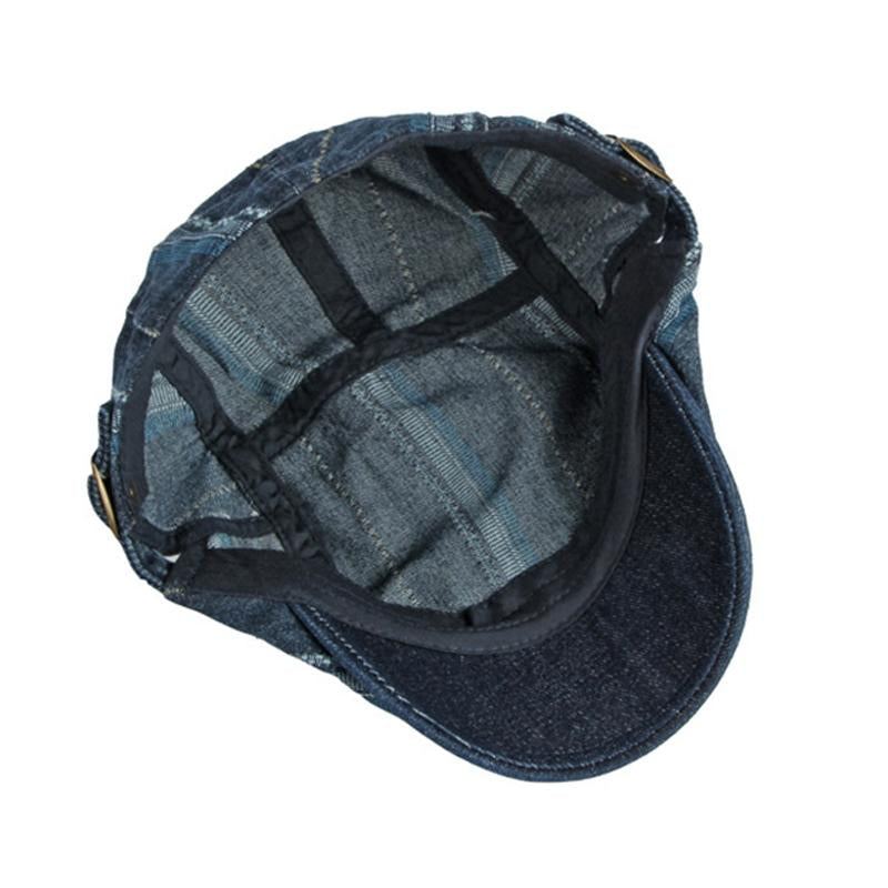 Men's Vintage Washed Distressed Denim Beret 71833069M