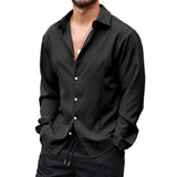 Men's Elastic Long Sleeve Mercerized Lapel Shirt 94336808X