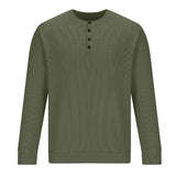 Men's Loose Crew Neck Waffle Henley Sweatshirt 92516898X