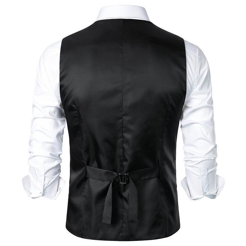 Men's Vintage Plaid V Neck Double Breasted Suit Vest 70463888Z