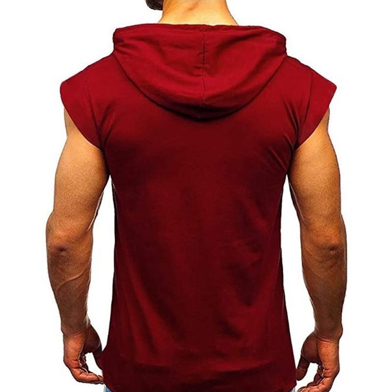 Men's Casual Solid Color Loose Hooded Tank Top 73394782M
