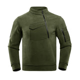 Men's Retro Casual Solid Color Fleece Outdoor Sweater Jacket 32253876TO