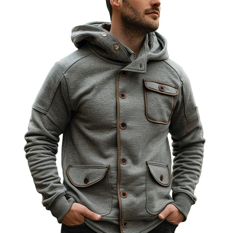 Men's Sports Single Breasted Outdoor Hooded Jacket 65537354X