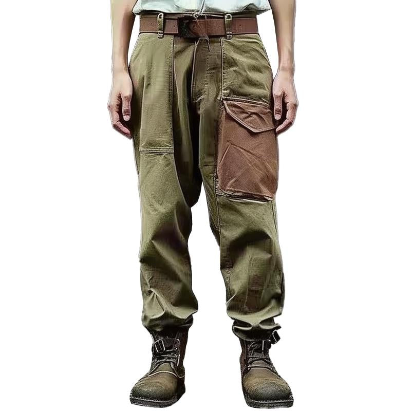 Men's Casual Outdoor Colorblock Patchwork Multi-pocket Cargo Pants 94264030M