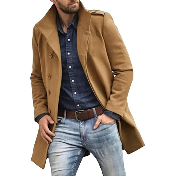 Men's Stand Collar Single Breasted Mid-length Coat 52031065Z