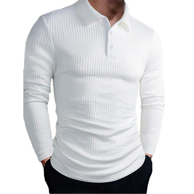 Men's Solid Color Lapel Slim Fit Knitted POLO Shirt 18747220X