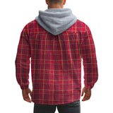 Men's Casual Plaid Hooded Flannel Multi-Pocket Shirt Jacket 69038680X