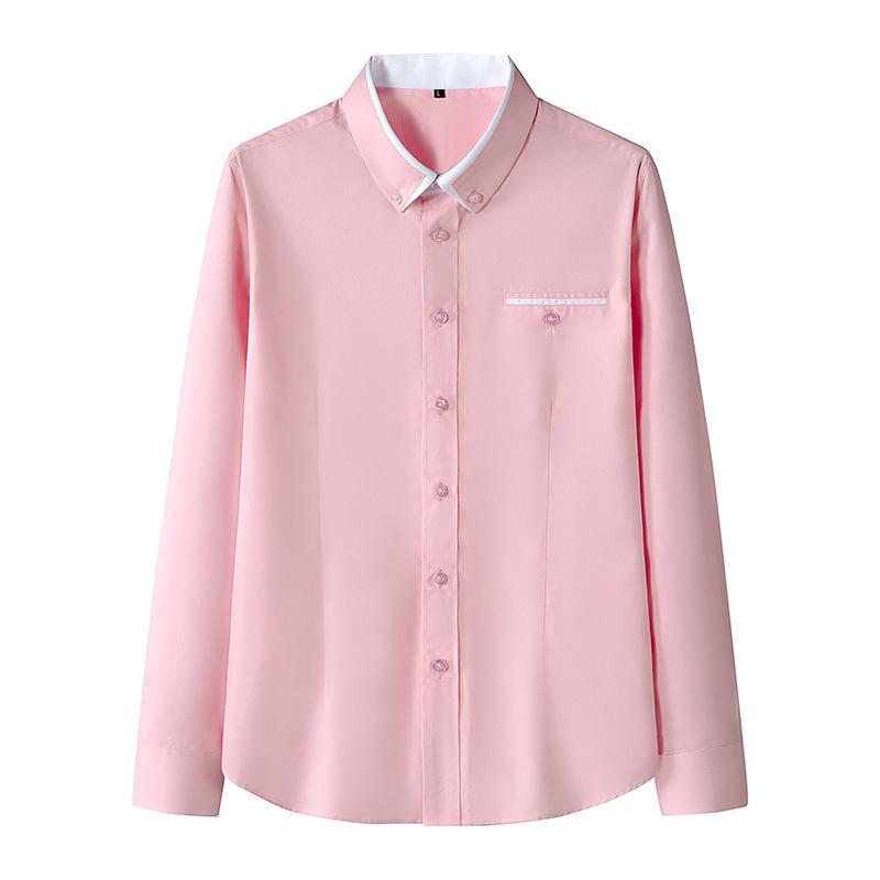Men's Casual Color Lapel Button Down Slim Long Sleeve Shirt 36739925M