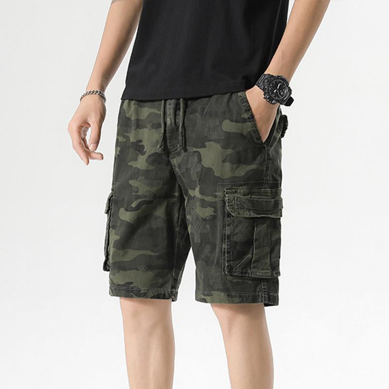 Men's Camo Drawstring Multi-Pocket Cargo Shorts 08027243Y