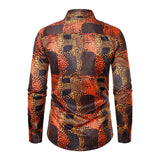 Men's Vintage African Print Lapel Long Sleeve Shirt 94732538M