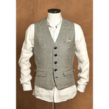 Men's Plaid Collarless Single-Breasted Vintage Vest 64480048Y