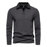 Men's V Neck Lapel Long Sleeve T-Shirt 44630040U