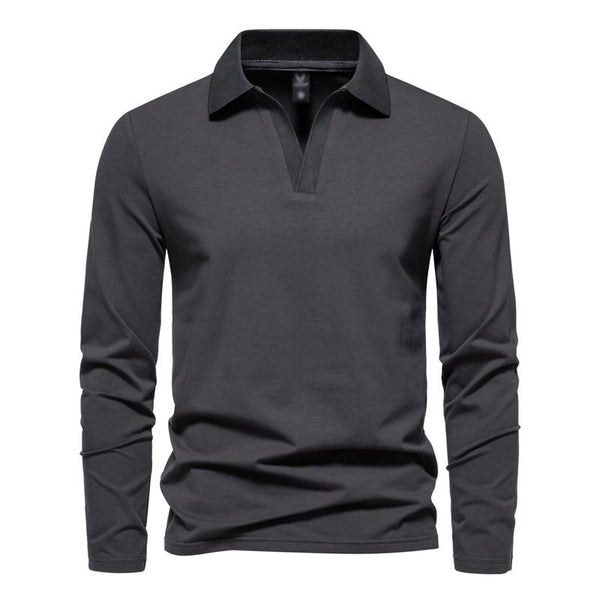 Men's V Neck Lapel Long Sleeve T-Shirt 44630040U