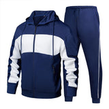 Men's Autumn and Winter Contrast Color Jacket and Pants Two-piece Sports Suit 25369488U