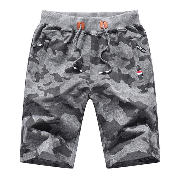 Men's Casual Camouflage Breathable Cotton Elastic Waist Straight Shorts 73374056M