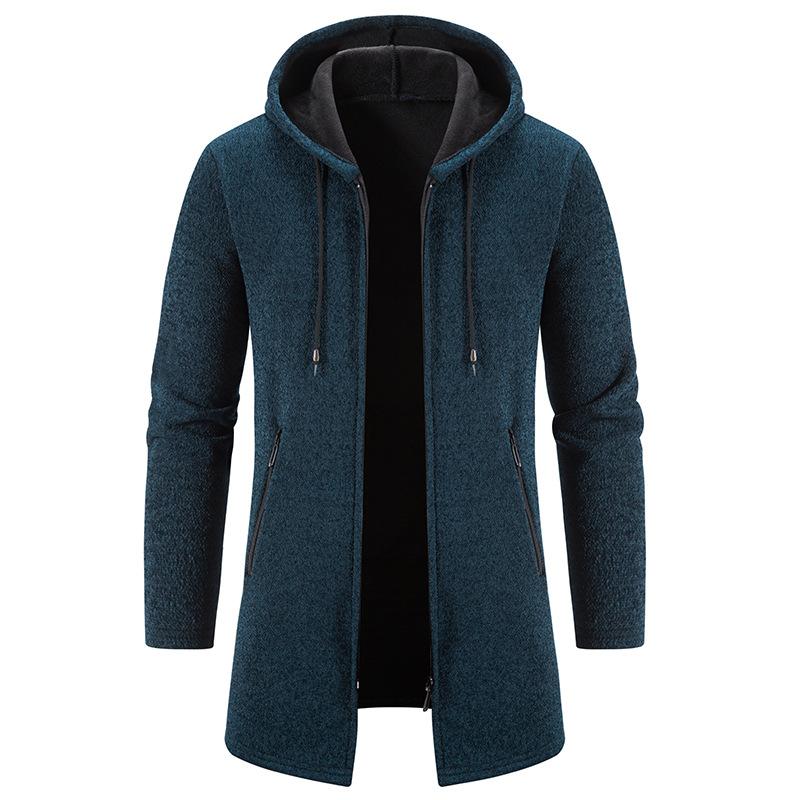 Men's Fleece Chenille Solid Color Knitted Cardigan 89853771U