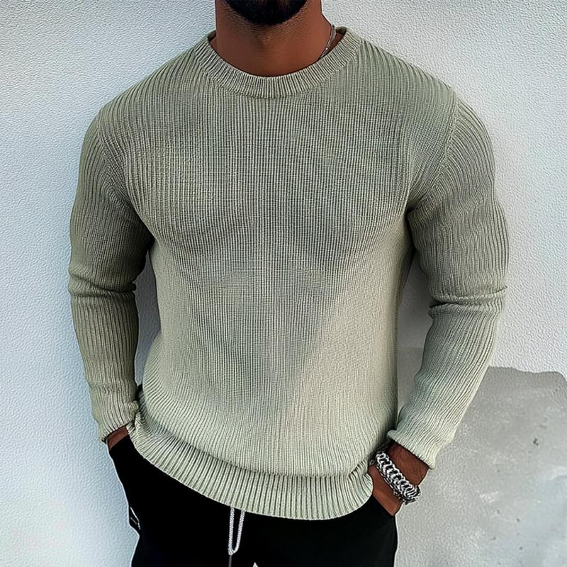 Men's Solid Color Crew Neck Knitted Sweater 95317354X