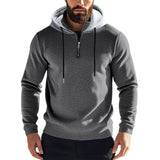 Men's Solid Color Plush Warm Zipper Hooded Sweatshirt 71069586Y