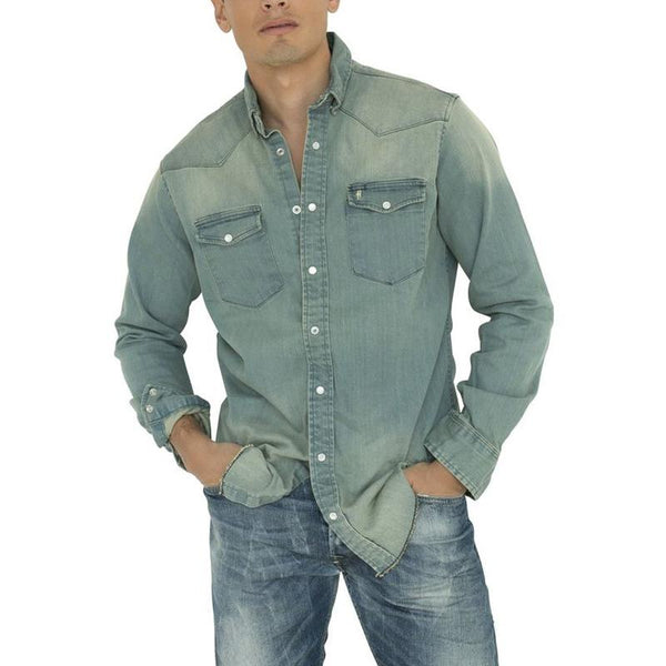 Men's Washed Denim Long Sleeve Shirt 27291504U