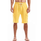 Men's Casual Cotton Blend Multi-Pocket Elastic Waist Loose Shorts 53896787M