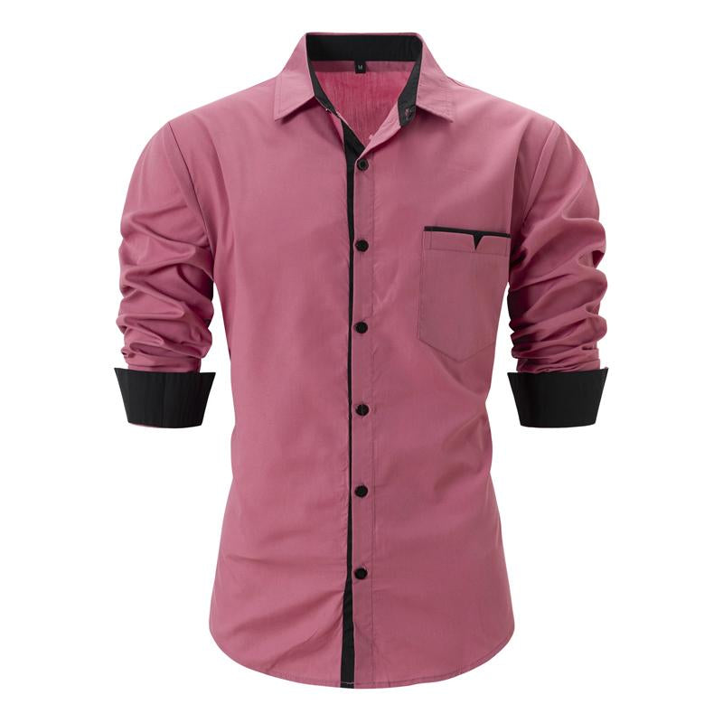 Men's Fashionable Color Block Casual Long Sleeve Shirt 28426131X